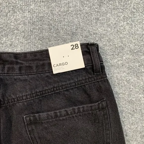 Forever 21 Pants Womens 28 Mixed Media Cargo Faux Leather Paneled Wide Straight - Picture 11 of 13